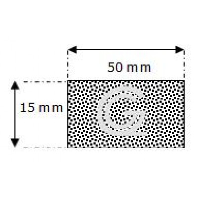 Rechthoekig mosrubber snoer | 15 x 50 mm | per meter